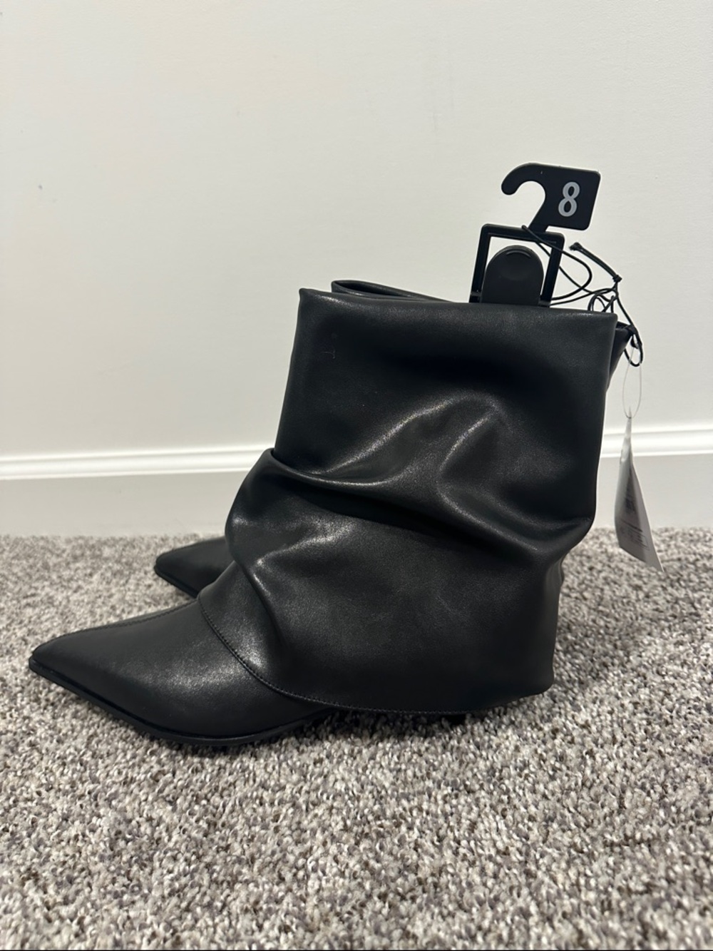 Women's Black Kitten Folded Ankle Boots